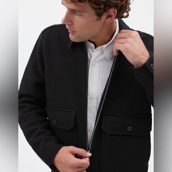 NEW MADEWELL Boiled Wool Zip-Front Jacket in black - Picture 6 of 9